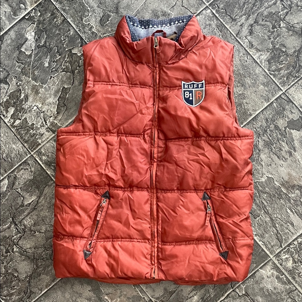 RUFF HEWN Womenβs Burnt Orange Puffer Vest Coastal Cottagecore Outdoor Warm